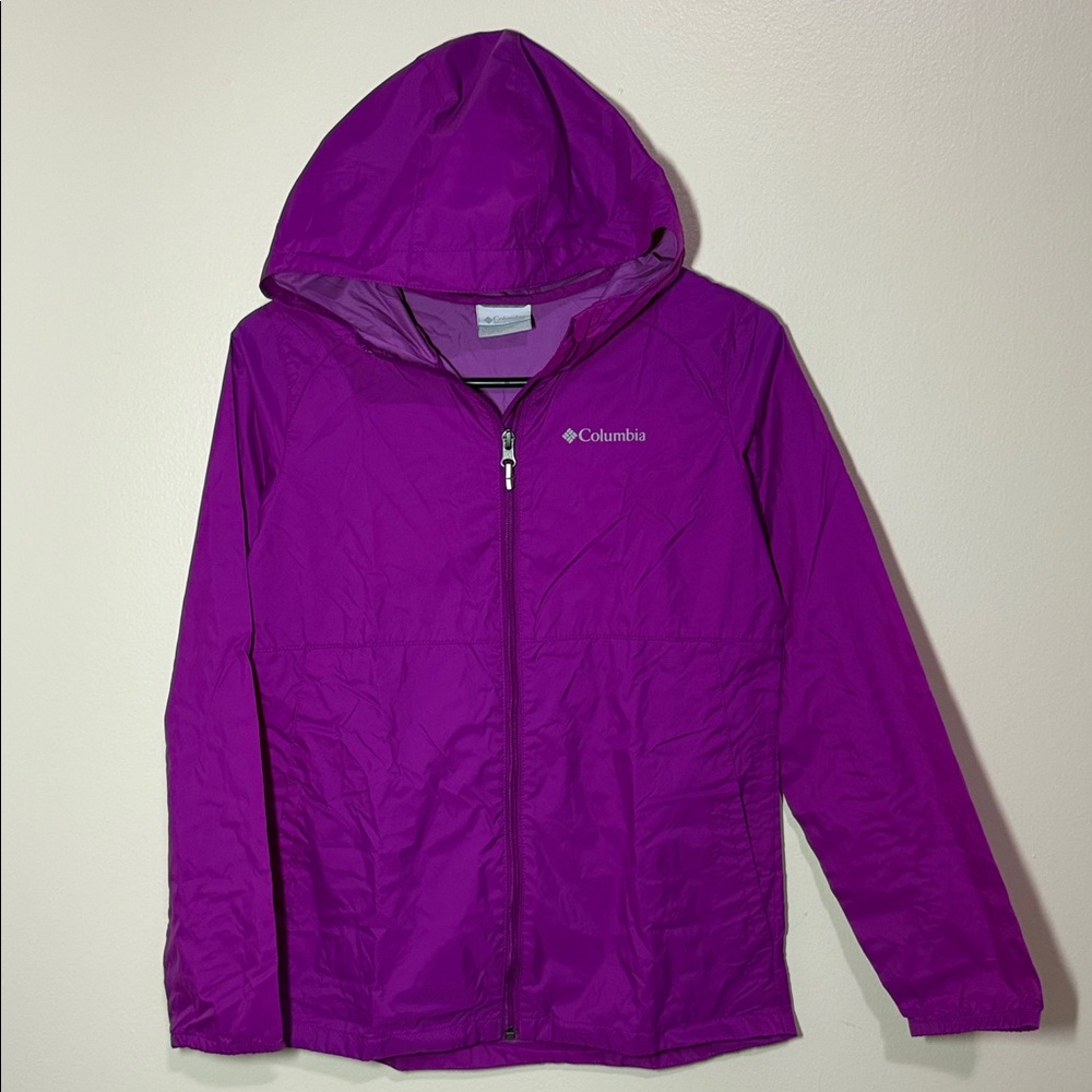 Columbia Girls Vibrant Purple Hooded Windbreaker
